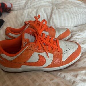 Nike Orange and White Dunk Lows